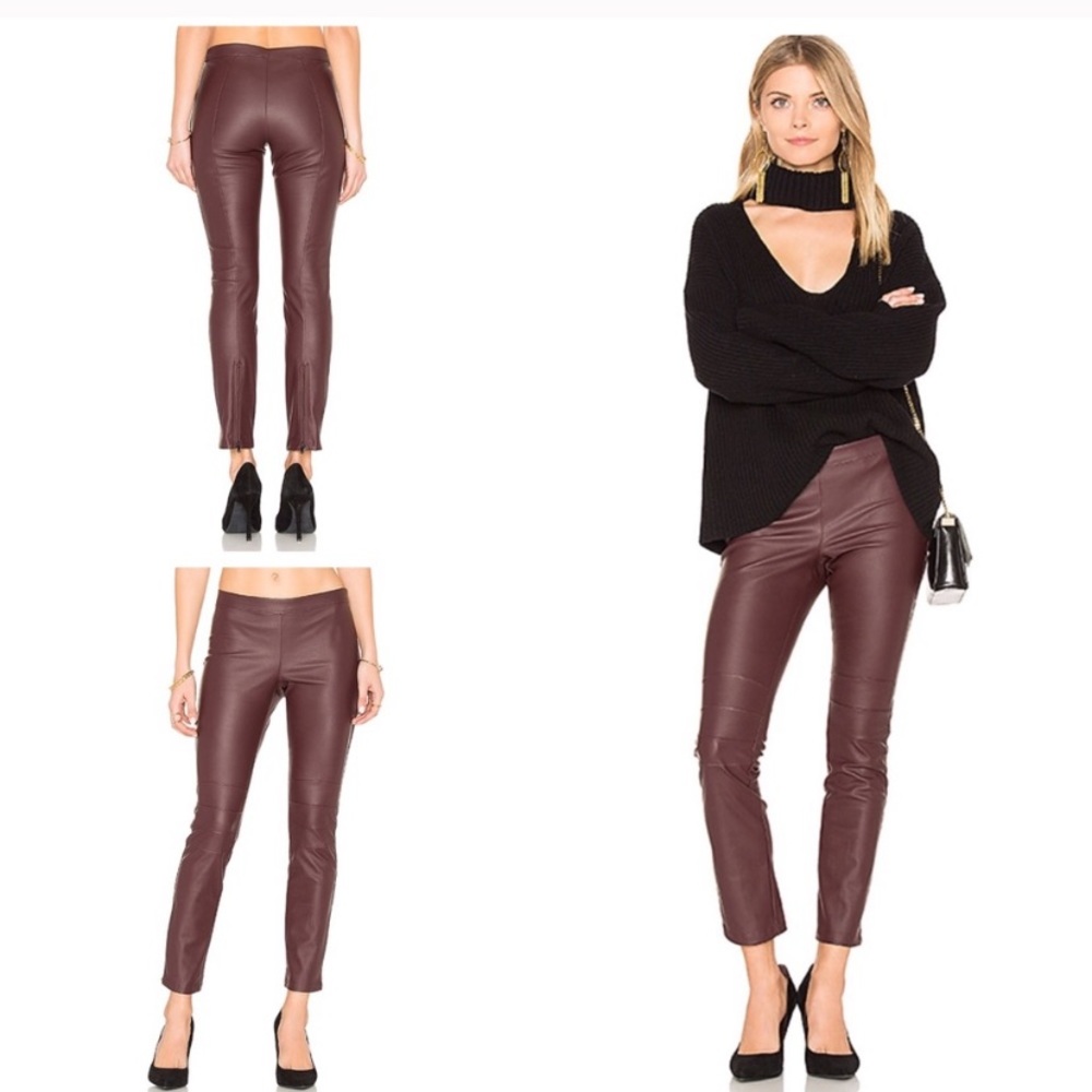 NWT David Lerner Moto Oxblood Back Zipper Legging